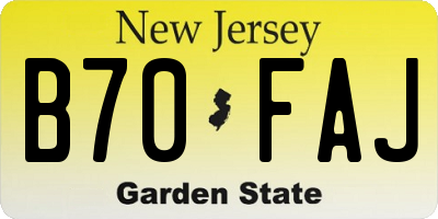 NJ license plate B70FAJ