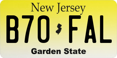 NJ license plate B70FAL