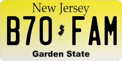 NJ license plate B70FAM