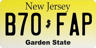 NJ license plate B70FAP