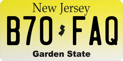 NJ license plate B70FAQ