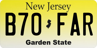 NJ license plate B70FAR