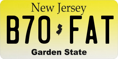 NJ license plate B70FAT