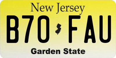 NJ license plate B70FAU