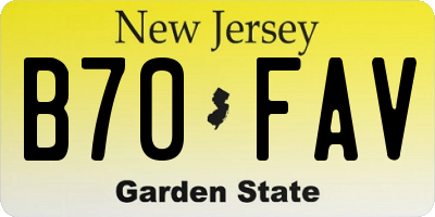 NJ license plate B70FAV