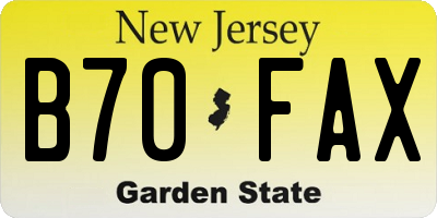 NJ license plate B70FAX