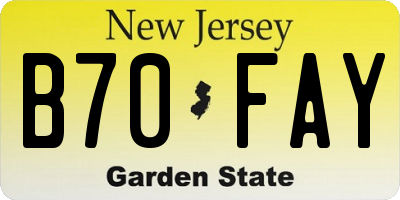 NJ license plate B70FAY