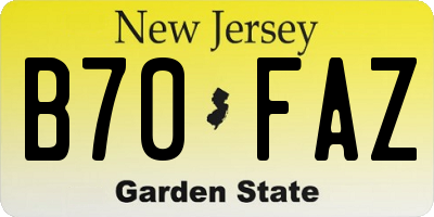 NJ license plate B70FAZ