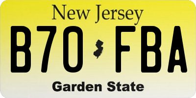 NJ license plate B70FBA