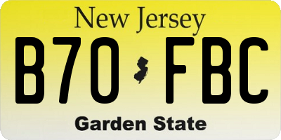 NJ license plate B70FBC