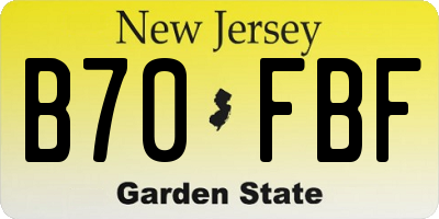 NJ license plate B70FBF