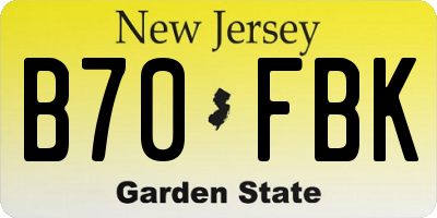 NJ license plate B70FBK