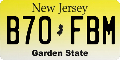 NJ license plate B70FBM