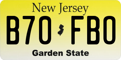 NJ license plate B70FBO