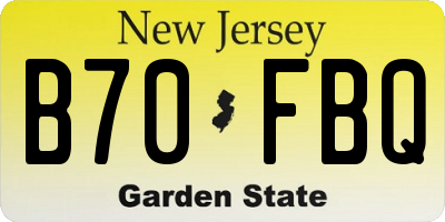 NJ license plate B70FBQ
