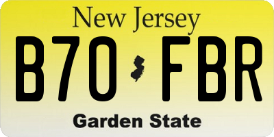 NJ license plate B70FBR