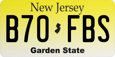 NJ license plate B70FBS