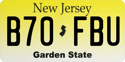 NJ license plate B70FBU