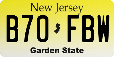 NJ license plate B70FBW