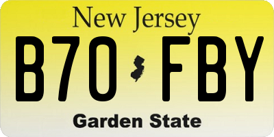 NJ license plate B70FBY