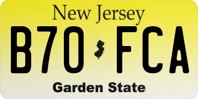 NJ license plate B70FCA