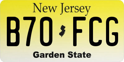 NJ license plate B70FCG