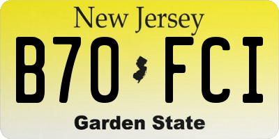 NJ license plate B70FCI