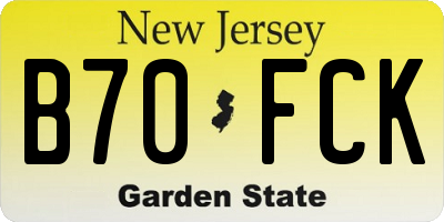 NJ license plate B70FCK
