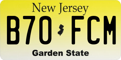 NJ license plate B70FCM