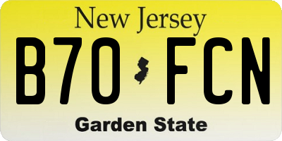 NJ license plate B70FCN