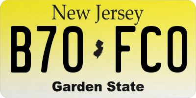 NJ license plate B70FCO