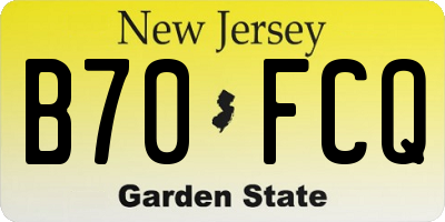 NJ license plate B70FCQ