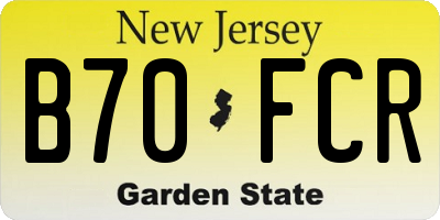 NJ license plate B70FCR