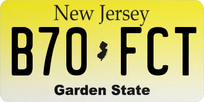 NJ license plate B70FCT