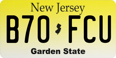 NJ license plate B70FCU