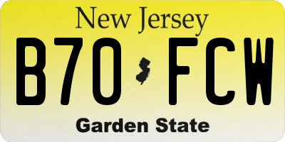 NJ license plate B70FCW