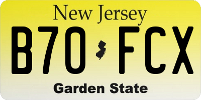 NJ license plate B70FCX