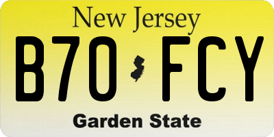 NJ license plate B70FCY