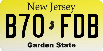 NJ license plate B70FDB