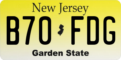 NJ license plate B70FDG