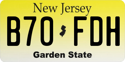 NJ license plate B70FDH