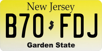 NJ license plate B70FDJ