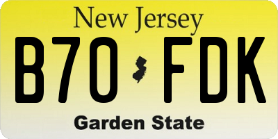 NJ license plate B70FDK