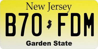 NJ license plate B70FDM