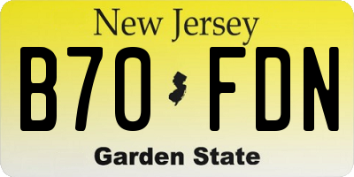 NJ license plate B70FDN