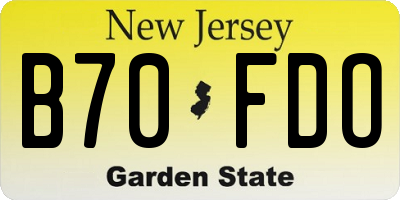 NJ license plate B70FDO