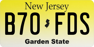 NJ license plate B70FDS