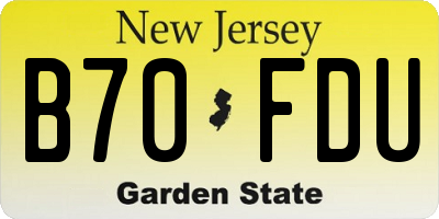 NJ license plate B70FDU