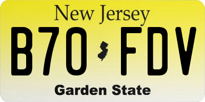 NJ license plate B70FDV