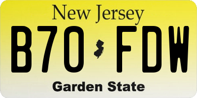 NJ license plate B70FDW